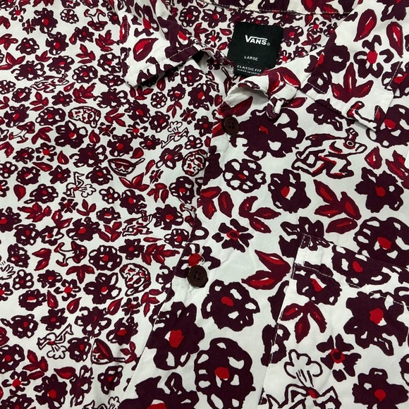 Vans Mens Short Sleeve Button Up Shirt Classic‎ Fit All Over Floral Print Large - Picture 8 of 8